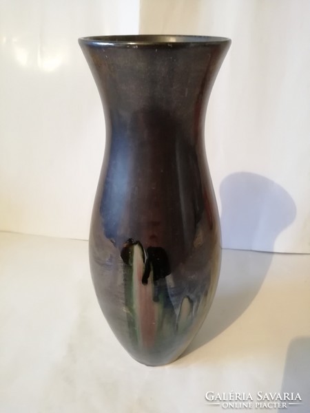 Applied art vase - in chandelier graphite glaze with colored decor, flawless, 30 cm