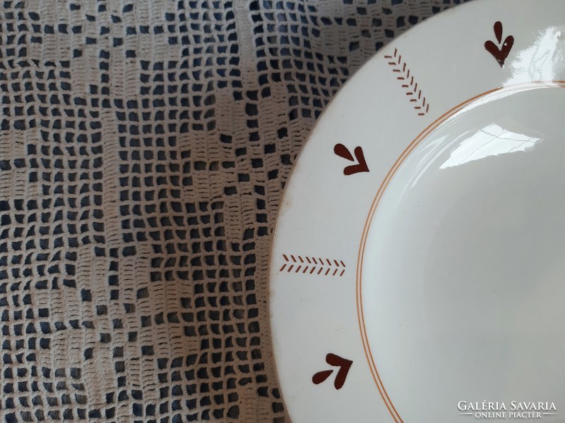 Kispest granite factory is a rare nostalgia deep plate with brown leaf motif