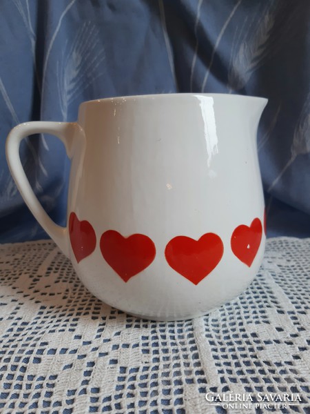 Kispest granite factory with retro spout / small jug with heart decoration