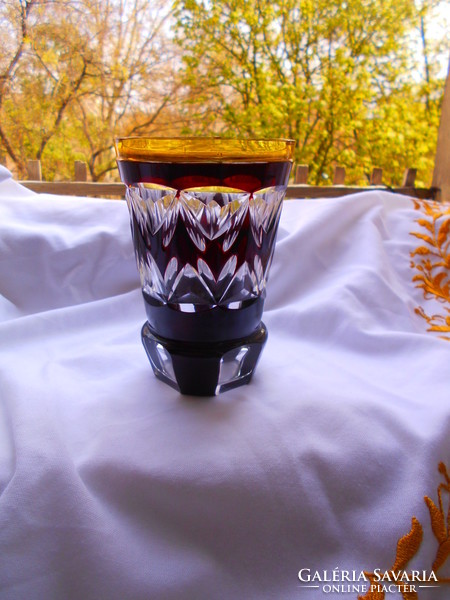 Biedermeier metszett-csiszolt üveg  váza