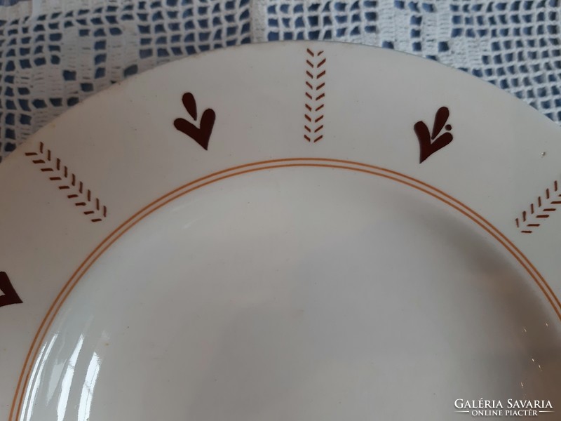 Kispest granite factory is a rare nostalgia deep plate with brown leaf motif