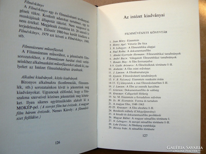 Hungarian Institute of Film Studies and film archive (1957-82, György szabó 1982, book in good condition, rare