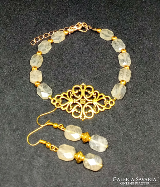 Champagne colored crystal set, bracelet and earrings