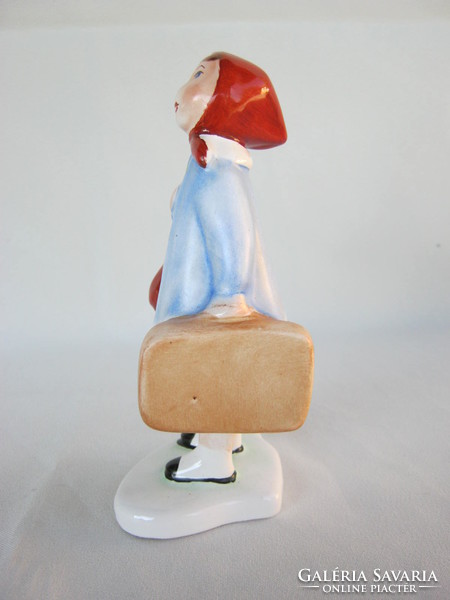 Retro ... Bodrogkeresztúr ceramic figurine nipple traveling little girl