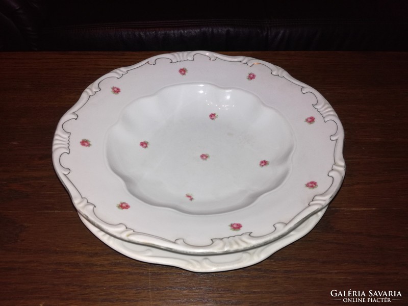 Old zsolnay baroque rosy flat and deep plate