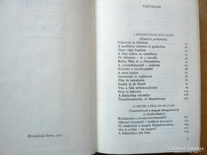 LUMIÉRE ÁRNYÉKÁBAN, GYERTYÁN ERVIN 1977, KÖNYV JÓ ÁLLAPOTBAN