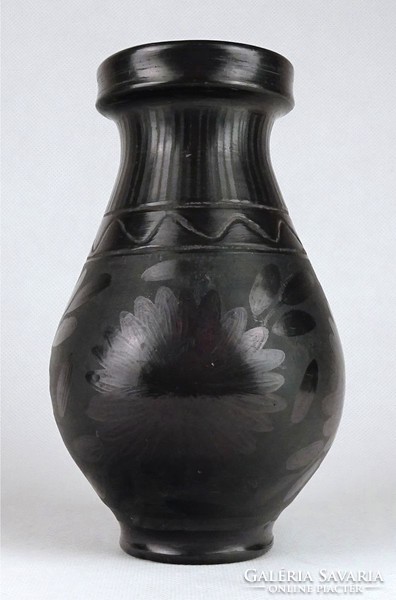 1G458 flower pattern potter istván nádudvari black ceramic bastard 15 cm