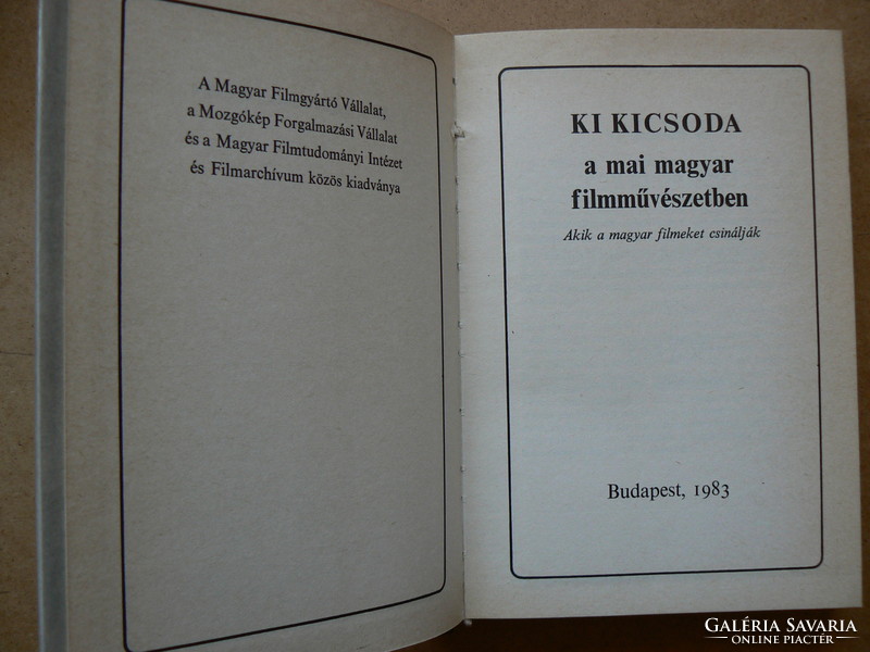 Who is who in today's Hungarian cinema, István Karcsai Key Price 1983, book in good condition
