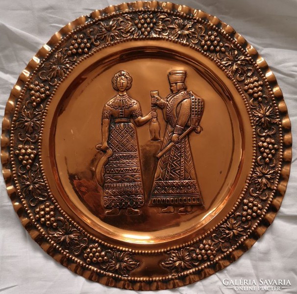 Nagyméretű orosz iparművész bronz falitál