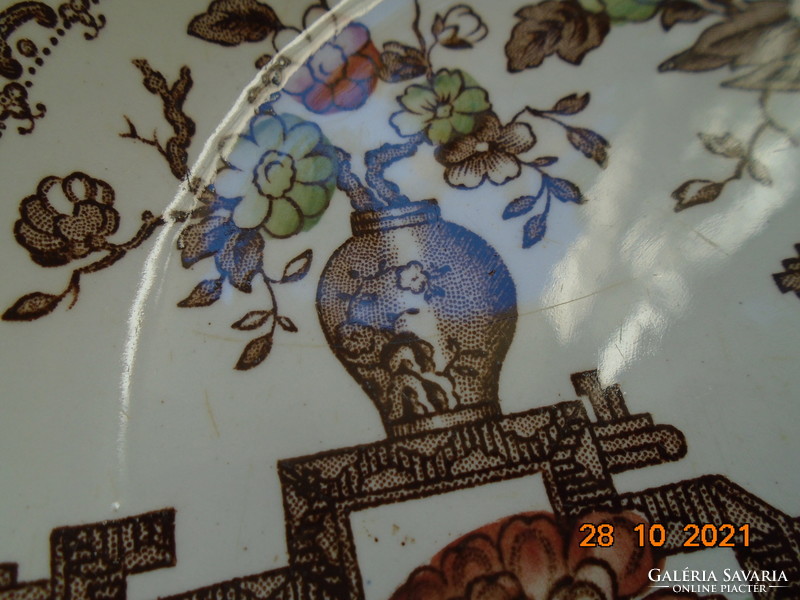 Antik CROWN DUCAL angol porcelán tányér kínaizáló  FORMOSA színes mintával, dombor gyümölcs mintával