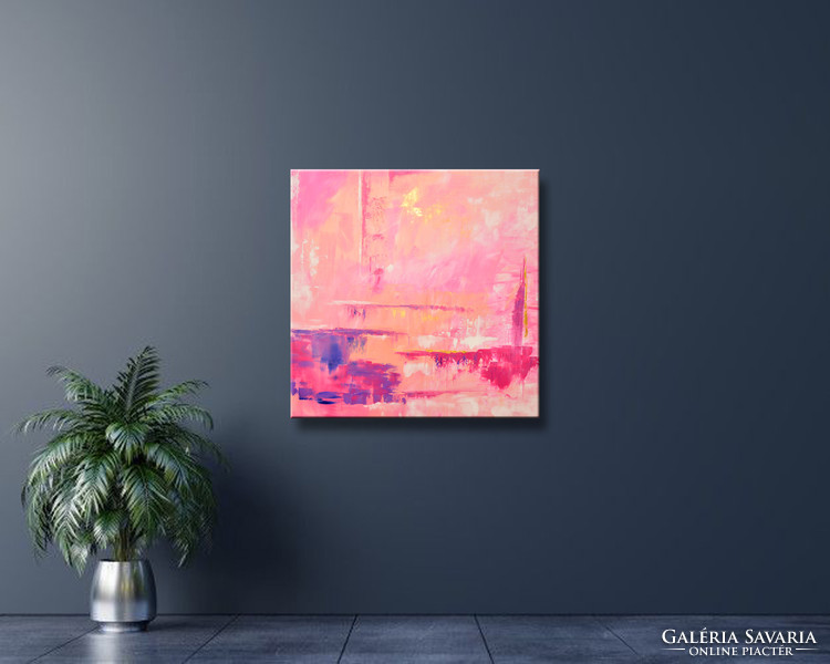 Vörös Edit: Pink Passion N5 Modern Abstract 80x80cm