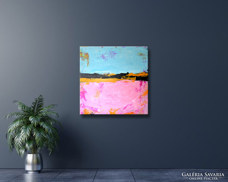 Vörös Edit : Pink Passion 1 Modern Abstract 80x80cm