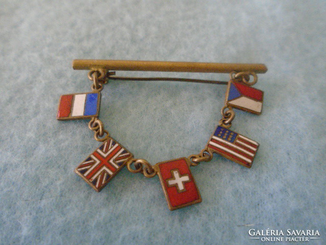 Antique military original badge with fire enamel flags