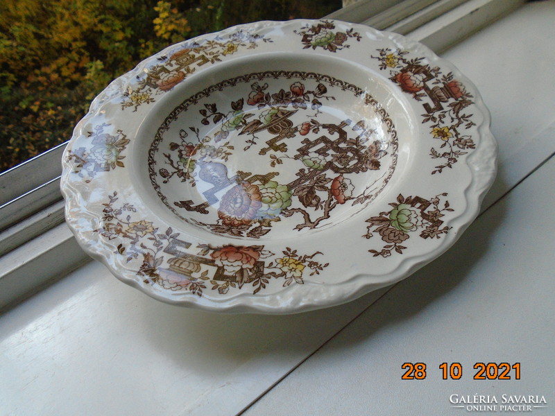 Antique crown ducal English porcelain plate with sinicizing formosa patterns, convex fruit patterns,