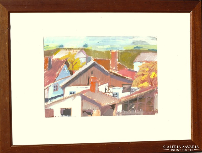 István Pálinkó: end of the village, 1992 - framed painting