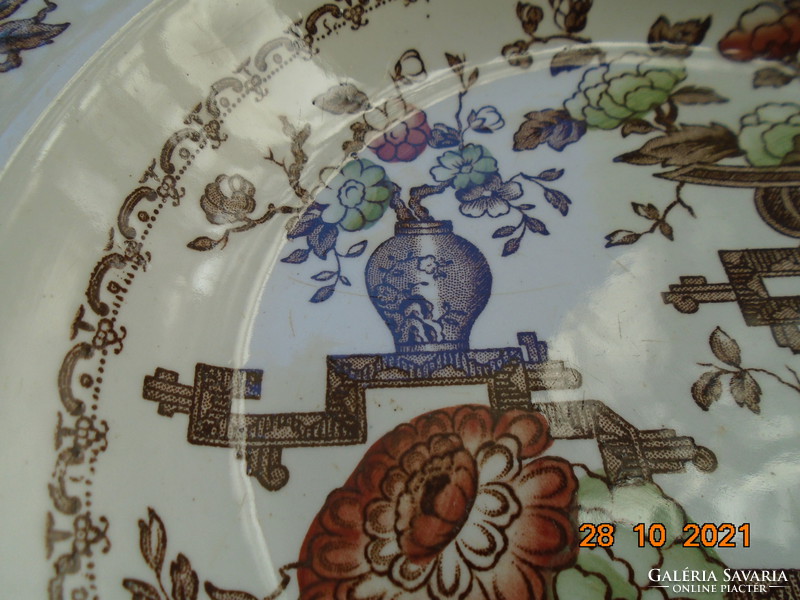 Antique crown ducal English porcelain plate with Chinese formosa color pattern, convex fruit pattern