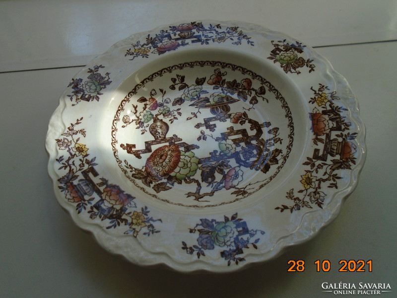 Antique crown ducal English porcelain plate with Chinese formosa pattern, convex fruit patterns,