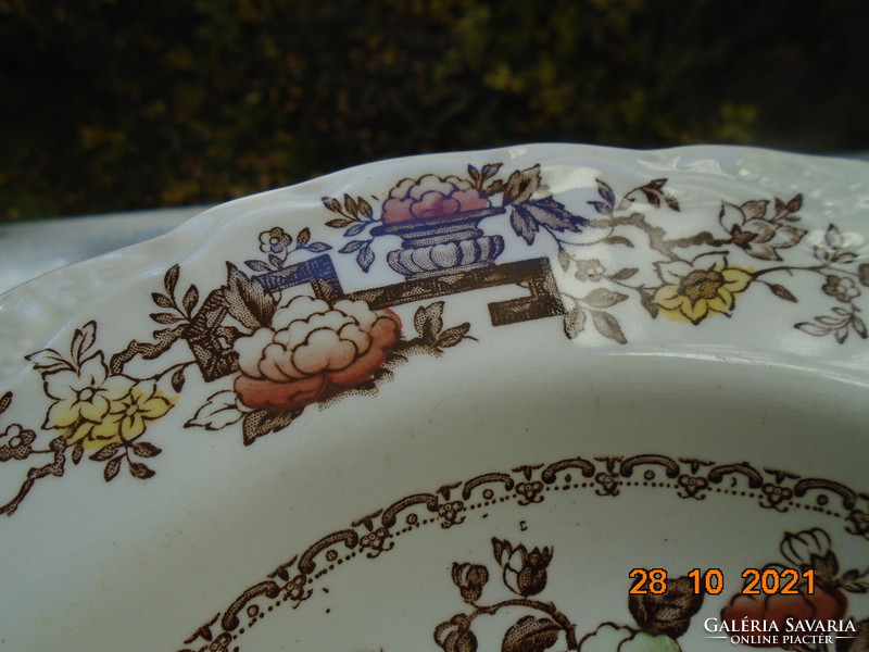 Antik CROWN DUCAL angol porcelán tányér kínaizáló  FORMOSA színes mintával, dombor gyümölcs mintával