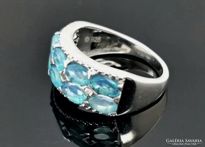 Paraiba kék opál köves gyűrű  925  új 60-es méret