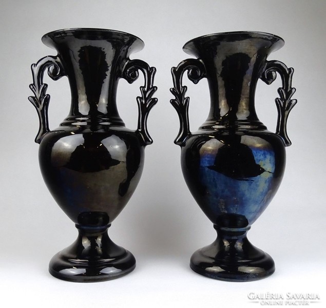 1G390 Antik mezőtúri Veres Lajos kerámia váza pár 29 cm