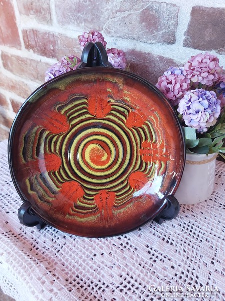 Beautiful retro sign 20.5 Cm red yellow abstract pattern wall plate collector mid-century modern