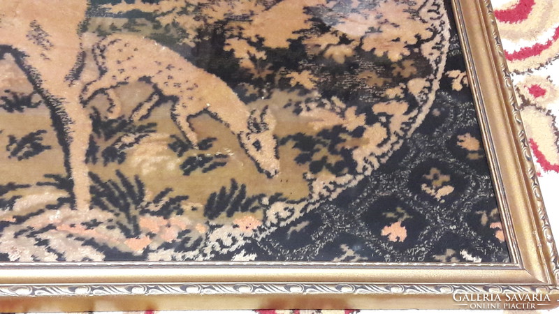 Ritkaság: szarvasos szőnyeg kép, keretezett falikárpit
