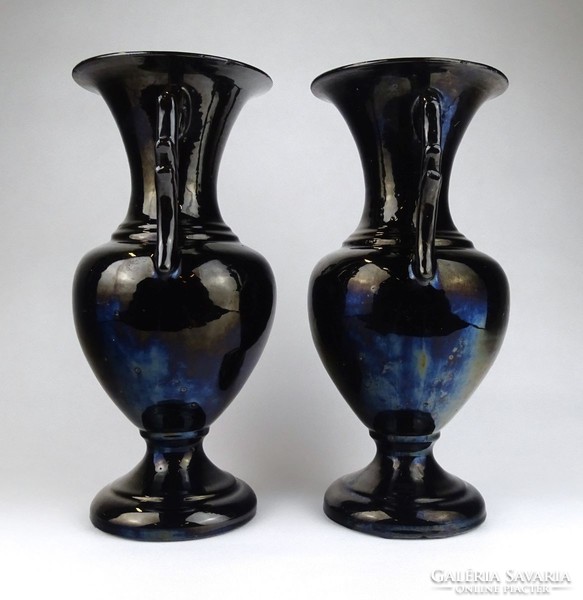 1G390 antique field triple red lazy ceramic vase pair 29 cm