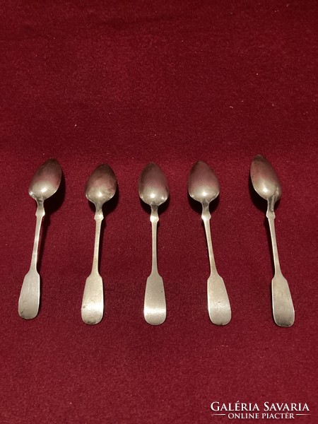 Antique / 1900s / silver / 800 fineness / set of 5 teaspoons!