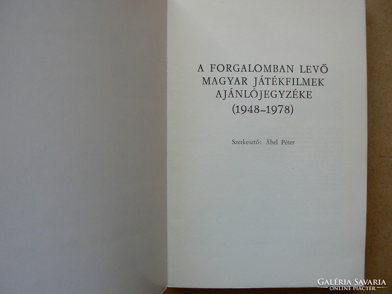 Recommended list of Hungarian films (1948-1978), Peter Abel 1978, book in good condition,