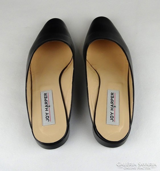 1G454 joy harper black women's leather slippers size 37
