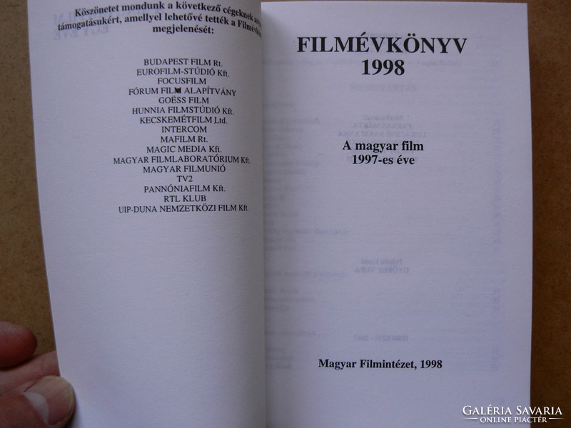FILMÉVKÖNYV 1998, A MAGYAR FILM EGY ÉVE, KÖNYV KIVÁLÓ ÁLLAPOTBAN