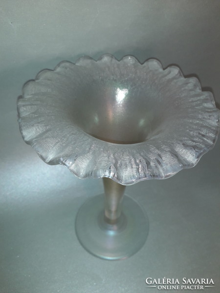 ERWIN EISCH irizáló üveg kehely forma váza tölcsér váza