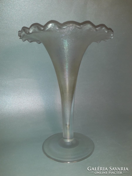 MOST MEGÉRI NAGYON! ERWIN EISCH irizáló üveg kehely forma váza tölcsér váza