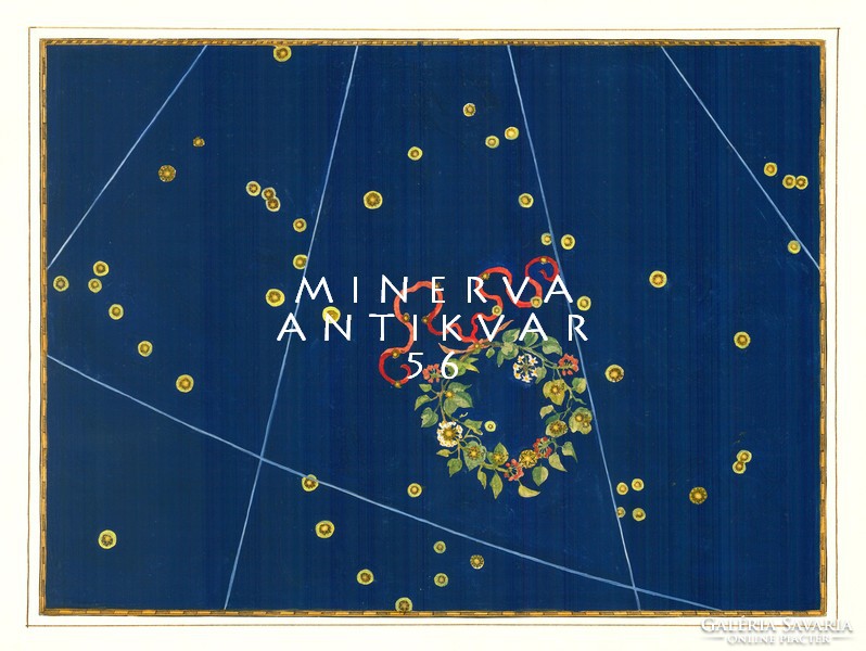 Corona borealis northern crown constellation constellation sky map reprint j.Bayer uranometry 1625