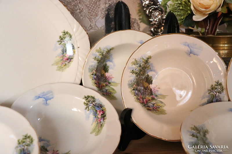 Rural scene with salad .Dessert set