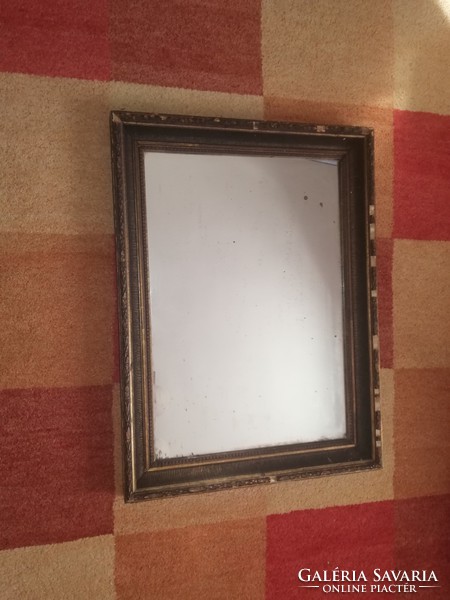 Antique large mirror with wooden frame