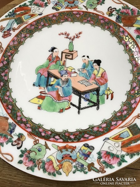 Régi kínai kézzel festett porcelán dísztányér 1950
