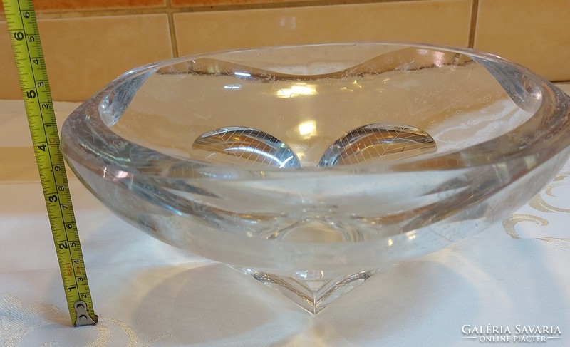 Very heavy handcrafted bohemian olie crystal bowl from the sixties