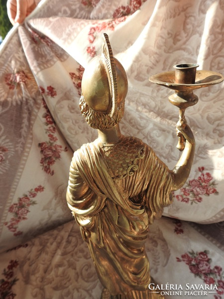 Spártai nő - hatalmas réz gyertyatartó szobor - figurális gyertyatartó kandeláber