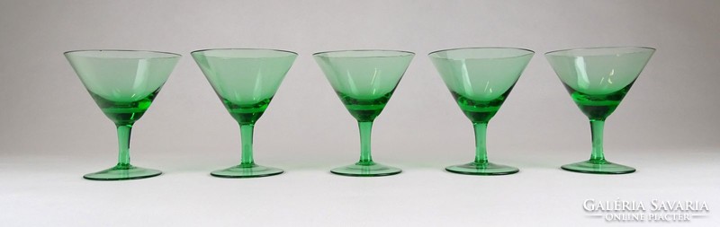 1G519 art deco green base glass liqueur glass 5 pieces