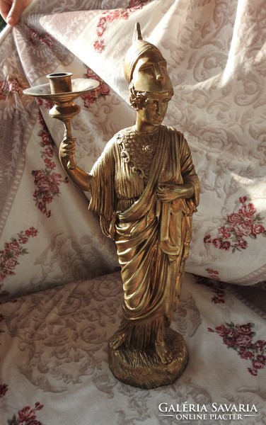 Spartan woman - huge copper candlestick statue - figural candlestick candelabra