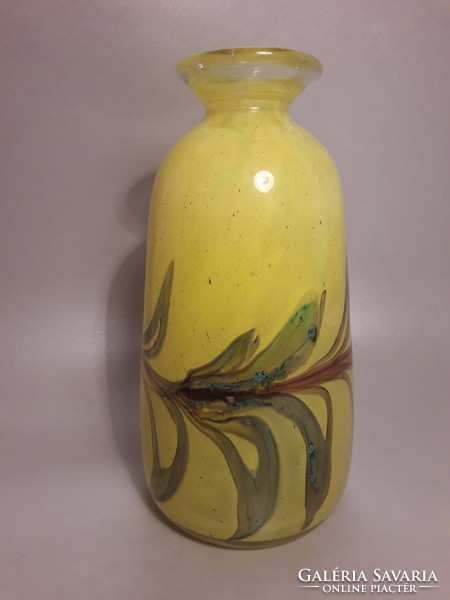 ERWIN EISCH jelzett ritka studio dizájn üveg váza mid century dekorral
