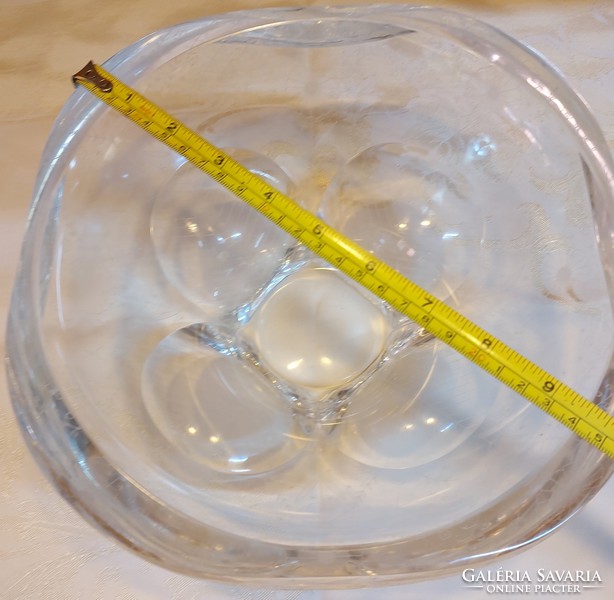 Very heavy handcrafted bohemian olie crystal bowl from the sixties