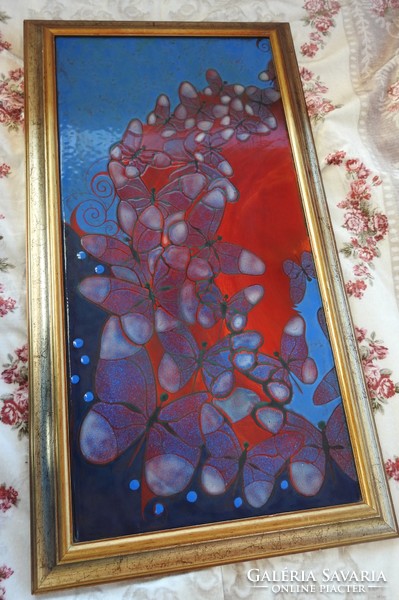 Demeter marianna - butterflies - purple butterflies - fire enamel picture (huge)