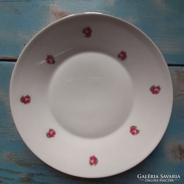 Régi Zsolnay rózsás porcelán tányér 4 db. (2 sérült)