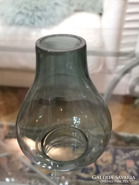 Antique blue cylinder, kerosene lamp glass 12 x 9 cm