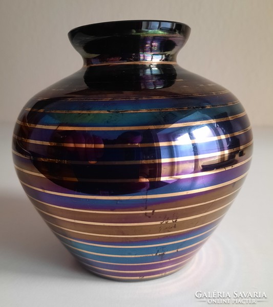Retro Czech glass vase with iridescent glass