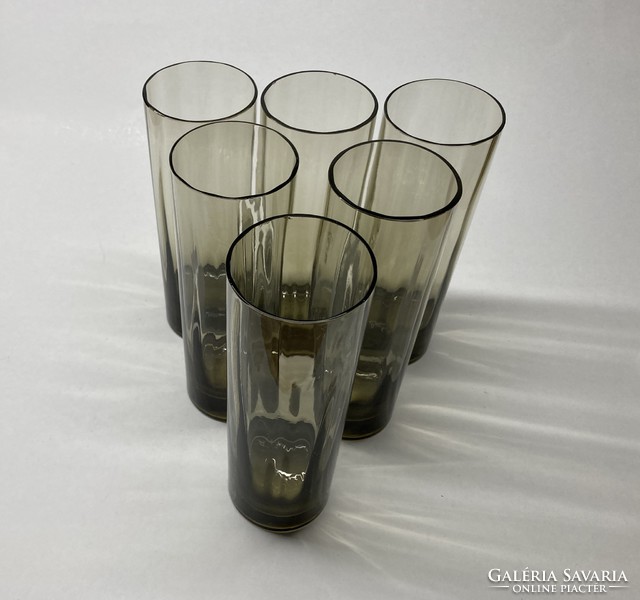 Karcagi smoked glass glass set, soft drink, long drink - display case quality