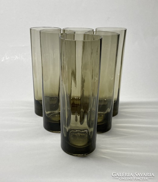 Karcagi smoked glass glass set, soft drink, long drink - display case quality