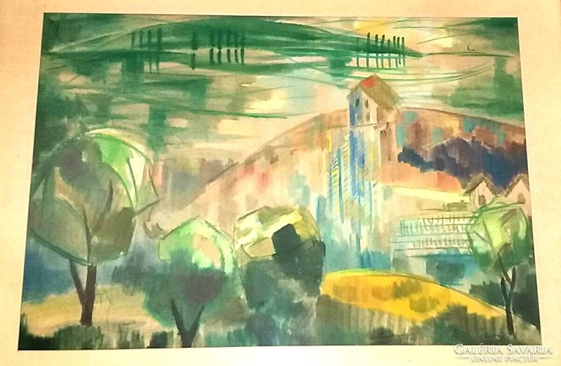 István Somogyi (1930-1998) - hillside 1965 picture painting